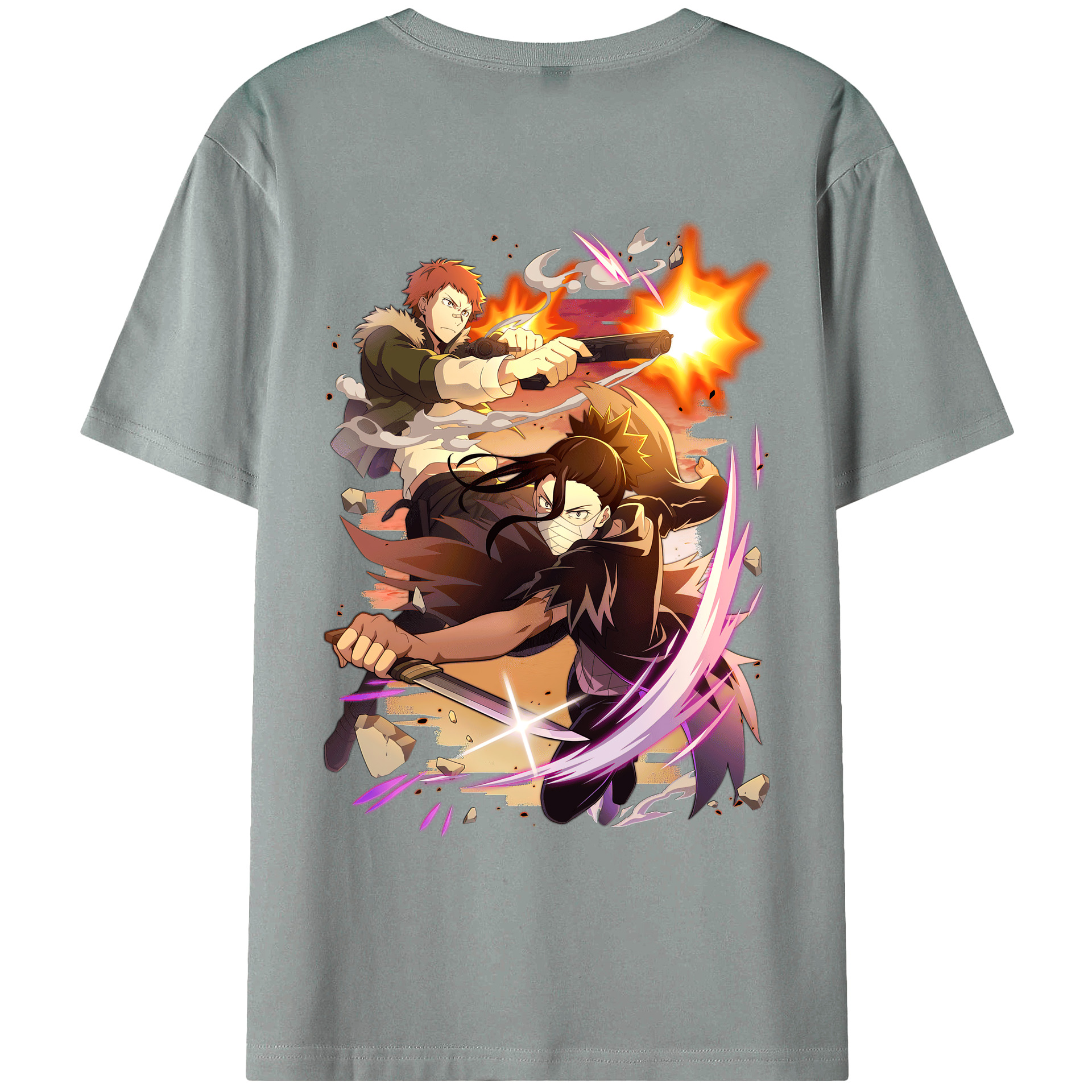 （画像用） 文豪ストレイドッグス Bungo Stray Dogs 綿100％ メンズ半袖Tシャツ（バックプリント） 通気性